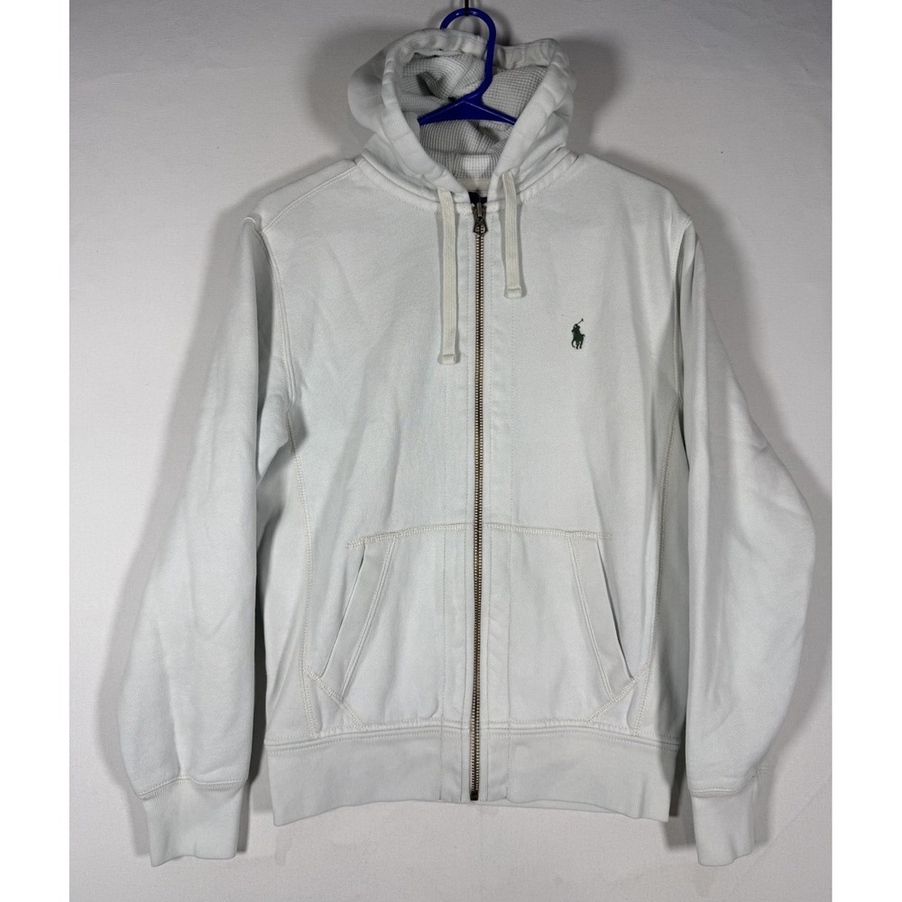 VTG Polo Ralph Lauren Full Zip Hoodie Men's Small Light Blue Thermal Hood Pony